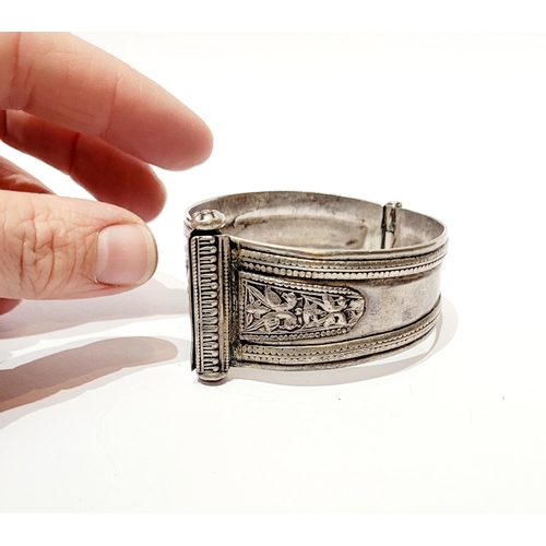 164 - A PAIR OF AFGHAN SILVER BANGLES, each decorated with beautiful bird & foliage decoration, the bangle... 