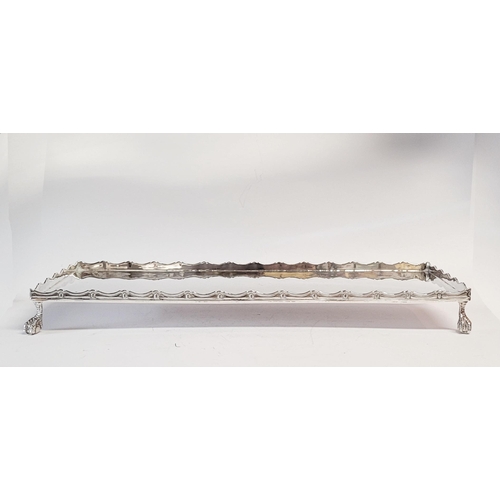 172 - AN IRISH, CORK, SILVER TRAY, with raised gallery edge decorated with scrolling reed detail & star ro... 