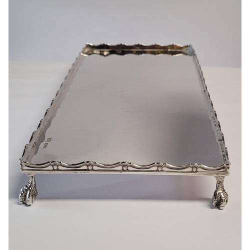 172 - AN IRISH, CORK, SILVER TRAY, with raised gallery edge decorated with scrolling reed detail & star ro... 