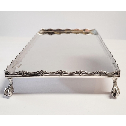 172 - AN IRISH, CORK, SILVER TRAY, with raised gallery edge decorated with scrolling reed detail & star ro... 