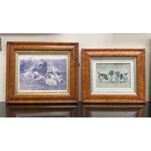 185 - TWO NICELY FRAMED VINTAGE HUNTING PRINTS, (i) After Arthur Wardle (British, 1864-1949), ‘TWO BASSET ... 