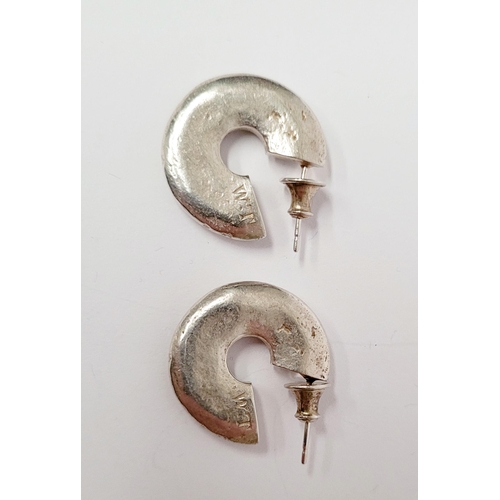 186 - A PAIR OF SOLID SILVER WRIGHT & TEAGUE SMOOTH CURL EARRINGS, each hallmarked 925 & with maker’s mark... 