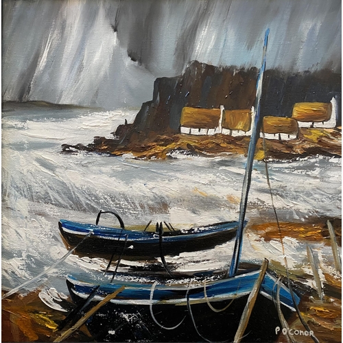 196 - PAT O’ CONNOR (Irish, 20th Century), ‘ROUGH SEA CO. CORK’, oil on canvas, signed lower right, dimens... 