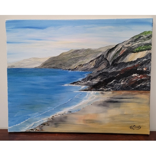 208 - TRISH DONNELLY, KERRY COASTLINE, acrylic on canvas, signed lower right. Artist’s label verso. Dimens... 