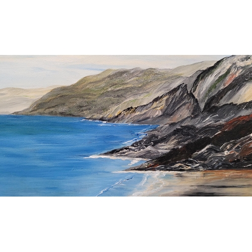 208 - TRISH DONNELLY, KERRY COASTLINE, acrylic on canvas, signed lower right. Artist’s label verso. Dimens... 