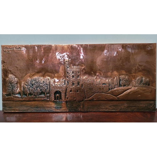 209 - AN IRISH ARTS & CRAFTS STYLE COPPER EMBOSSED ART WORK: BLACKROCK CASTLE, embossed & mounted in Cork.... 