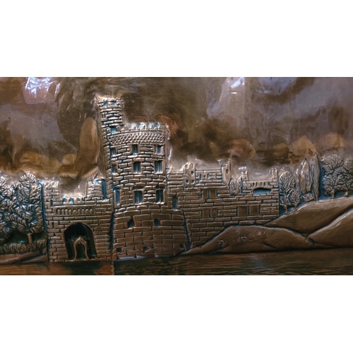 209 - AN IRISH ARTS & CRAFTS STYLE COPPER EMBOSSED ART WORK: BLACKROCK CASTLE, embossed & mounted in Cork.... 