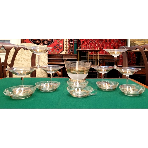 22 - A WONDERFUL SET OF VINTAGE COCKTAIL/CHAMPAGNE & PUNCH GLASSWARE; INCLUDES; 6 x cocktail/champagne co... 