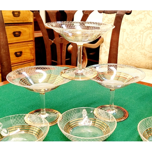 22 - A WONDERFUL SET OF VINTAGE COCKTAIL/CHAMPAGNE & PUNCH GLASSWARE; INCLUDES; 6 x cocktail/champagne co... 