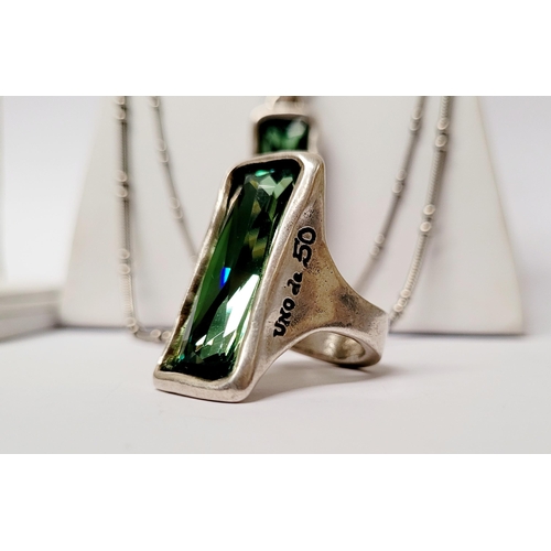 220 - A BEAUTIFUL UNO DE 50 AURORA BOREALIS SET; comprising of a pendant necklace, a pair of earrings & a ... 