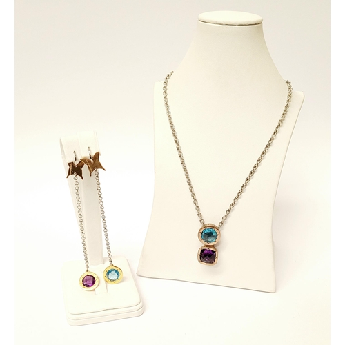 223 - A REBECCA ITALIAN JEWELLERY SET, comprising of a pair of earrings & a toggle pendant chain necklace.... 