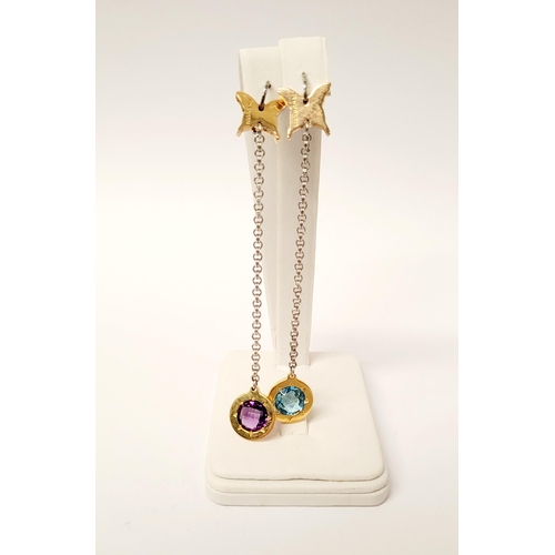 223 - A REBECCA ITALIAN JEWELLERY SET, comprising of a pair of earrings & a toggle pendant chain necklace.... 