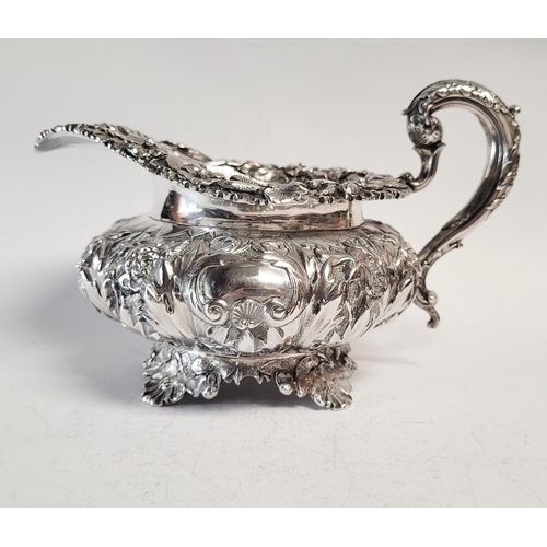 28 - A VERY FINE MID 19TH CENTURY IRISH SILVER TEA SET BY FREDERICK MANN & SON, the body of each piece ex... 