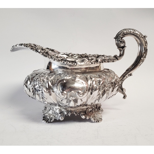 28 - A VERY FINE MID 19TH CENTURY IRISH SILVER TEA SET BY FREDERICK MANN & SON, the body of each piece ex... 