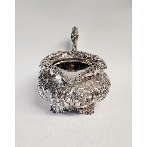 28 - A VERY FINE MID 19TH CENTURY IRISH SILVER TEA SET BY FREDERICK MANN & SON, the body of each piece ex... 