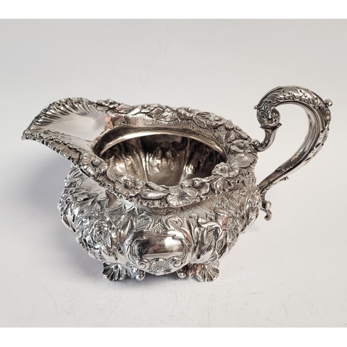 28 - A VERY FINE MID 19TH CENTURY IRISH SILVER TEA SET BY FREDERICK MANN & SON, the body of each piece ex... 