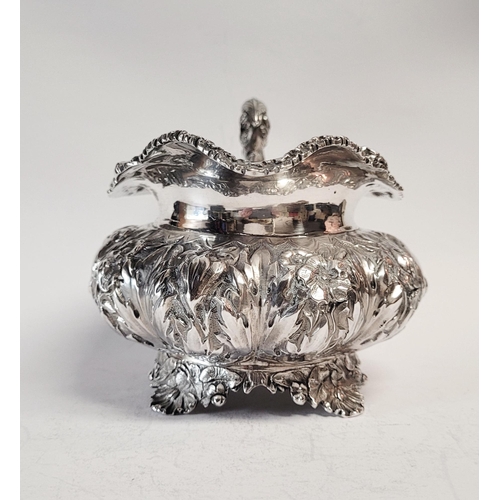 28 - A VERY FINE MID 19TH CENTURY IRISH SILVER TEA SET BY FREDERICK MANN & SON, the body of each piece ex... 