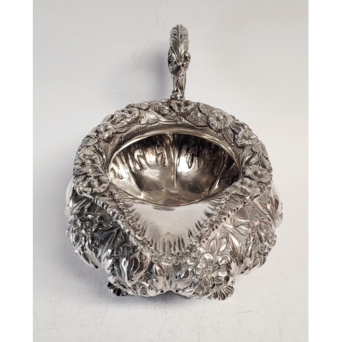 28 - A VERY FINE MID 19TH CENTURY IRISH SILVER TEA SET BY FREDERICK MANN & SON, the body of each piece ex... 