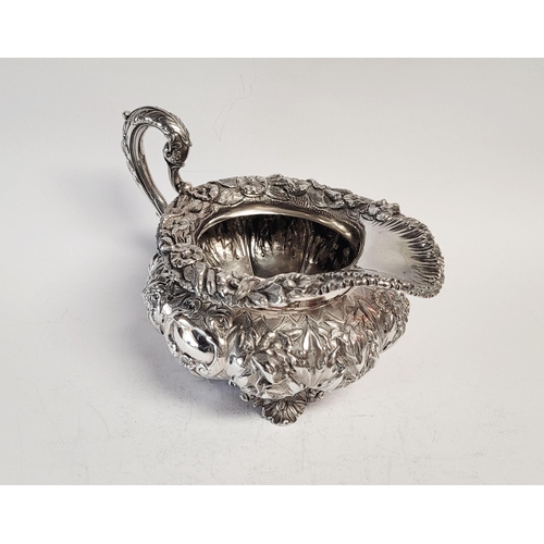 28 - A VERY FINE MID 19TH CENTURY IRISH SILVER TEA SET BY FREDERICK MANN & SON, the body of each piece ex... 