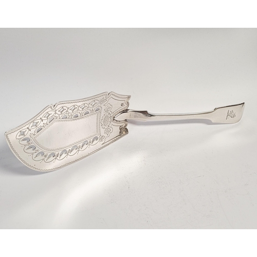 47 - AN EARLY 19TH CENTURY IRISH, CORK, SILVER FISH SLICE, by the maker Richard Garde, nice clear hallmar... 