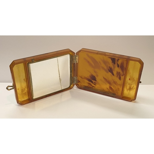 53 - AN ART DECO TORTOISESHELL VANITY COMPACT CASE & TORTOISESHELL TRINKET BOX, the vanity case with deco... 