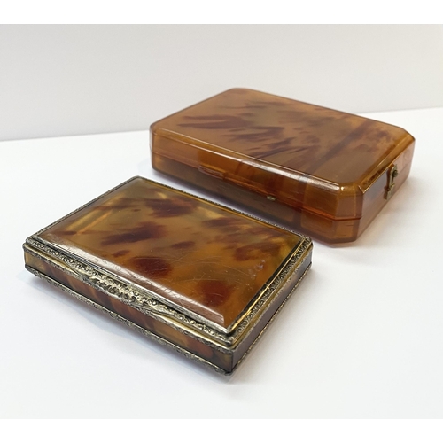 53 - AN ART DECO TORTOISESHELL VANITY COMPACT CASE & TORTOISESHELL TRINKET BOX, the vanity case with deco... 