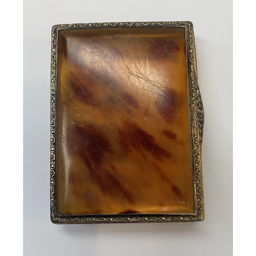 53 - AN ART DECO TORTOISESHELL VANITY COMPACT CASE & TORTOISESHELL TRINKET BOX, the vanity case with deco... 