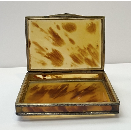 53 - AN ART DECO TORTOISESHELL VANITY COMPACT CASE & TORTOISESHELL TRINKET BOX, the vanity case with deco... 