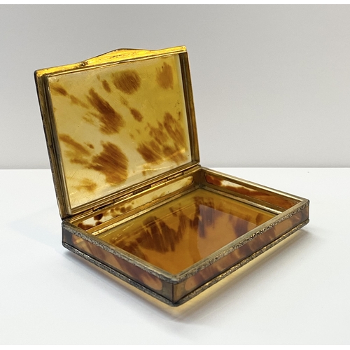 53 - AN ART DECO TORTOISESHELL VANITY COMPACT CASE & TORTOISESHELL TRINKET BOX, the vanity case with deco... 