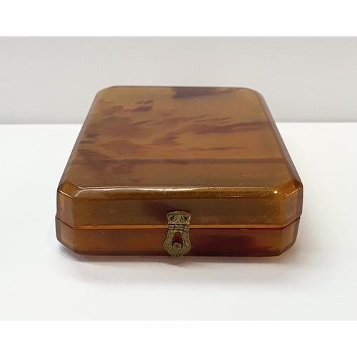 53 - AN ART DECO TORTOISESHELL VANITY COMPACT CASE & TORTOISESHELL TRINKET BOX, the vanity case with deco... 