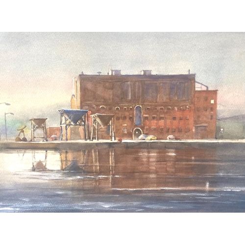 55 - NORMA HEALY (Irish, 20th/21st Century), ‘CORK DOCKLANDS – LAST DAYS’, watercolour on paper, signed v... 