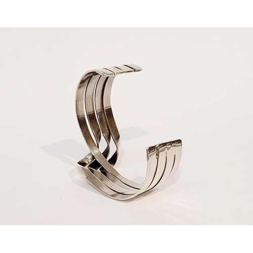 58 - A VERY FINE & WONDERFULLY CRAFTED MID-CENTURY STERLING SILVER WAVE BRACELET BANGLE, comprising of fo... 