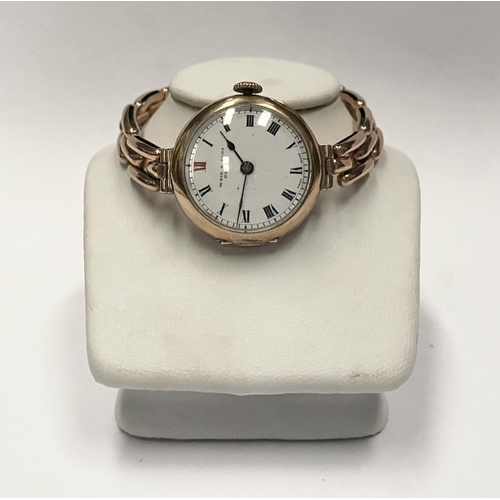 60 - A VINTAGE WEIR & SONS DUBLIN 9CT GOLD CHAIN LINK WRISTWATCH, Swiss Made, with roman numerals to dial... 