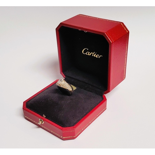 62 - A STUNNING GENUINE CARTIER PAVÉ SET DIAMOND DRESS RING, with a stunning central marquise cut diamond... 