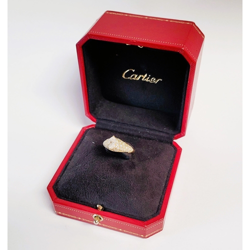 62 - A STUNNING GENUINE CARTIER PAVÉ SET DIAMOND DRESS RING, with a stunning central marquise cut diamond... 