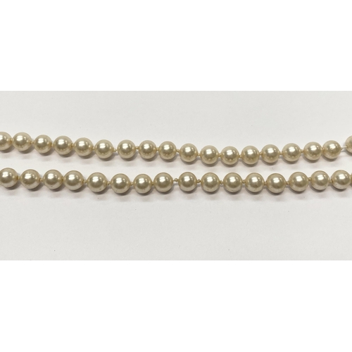 74 - A LOVELY VINTAGE BEADED PEARL NECKLACE, with 9ct yellow gold clasp, dimensions: 46cm long when opene... 