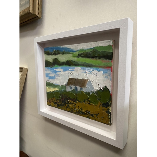 75 - MARTIN STONE (Irish, 20th Century), ‘ISLAND COTTAGE’, oil on canvas, signed lower right, inscribed v... 