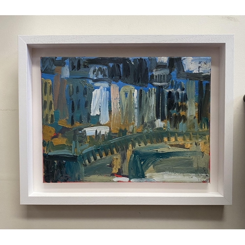 89 - MARTIN STONE (Irish, 20th Century), ‘HALF PENNY BRIDGE’, oil on canvas, signed lower left, inscribed... 