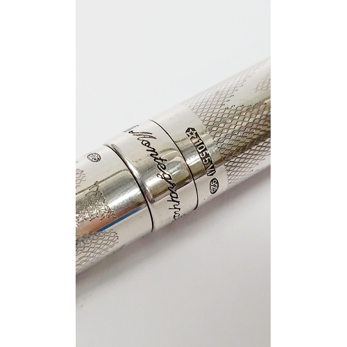 92 - A STERLING SILVER MONTEGRAPPA HERITAGE ITALIAN BALLPOINT PEN, decorated all over with a beautiful gu... 