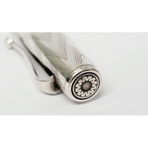 92 - A STERLING SILVER MONTEGRAPPA HERITAGE ITALIAN BALLPOINT PEN, decorated all over with a beautiful gu... 