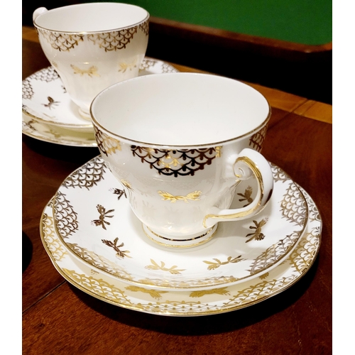 93 - A PARTIAL VINTAGE ROYAL TARA IRISH MADE FINE BONE CHINA TEA SET, includes; 5 x tea cups, 6 x saucers... 