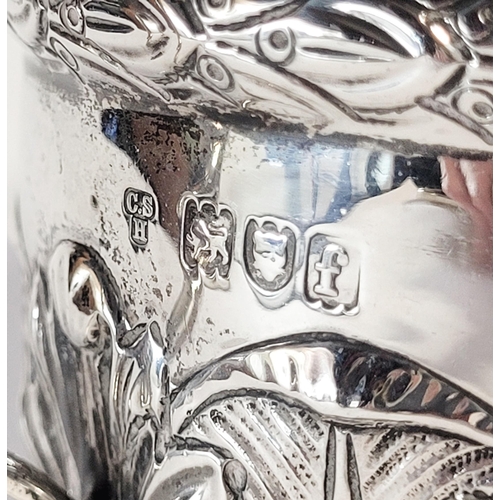 98 - A VERY FINE SOLID SILVER TWO HANDLE BOWL, decorated with beautiful acanthus leaf design to the base ... 