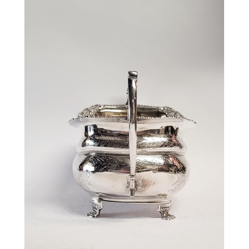 99 - A VERY FINE EARLY 19TH CENTURY GEORGE III IRISH SILVER TWO HANDLE SUGAR BOWL with gilt interior, the... 