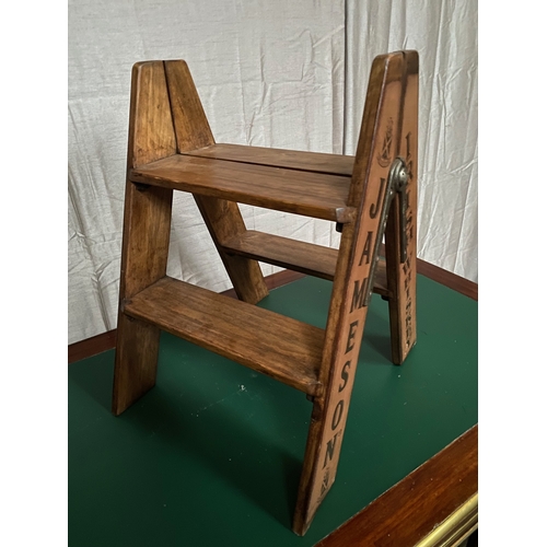 267 - A FINE JAMESON TWO STEP ADVERTISING PINE LADDER, dimensions: 60cm high x 43cm wide approx