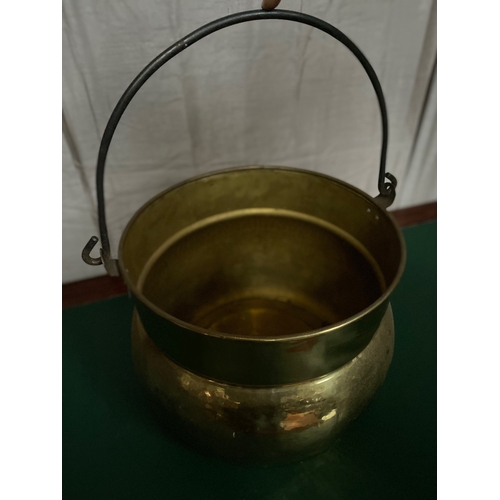 271 - A FINE BRASS LOG/COAL BUCKET, with swing handle, circular base, dimensions: 39cm diameter x 30cm hig... 