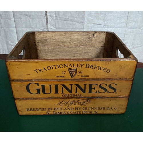 272 - A FINE GUINNESS HARWOOD ADVERTISING BOX, with inset handles to sides, Guinness advertising to front.... 