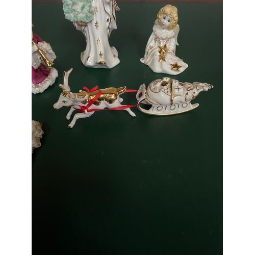 275 - A COLLECTION OF FIVE IRISH DRESDEN PORCELAIN CHRISTMAS FIGURINES, to include Angel Gloria, each with... 