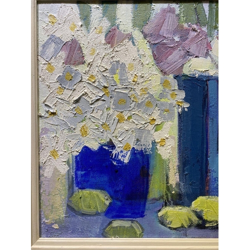 107 - MARTIN STONE (Irish, 20th Century), ‘STILL LIFE WITH DAISIES’, oil on canvas, signed lower right, in... 