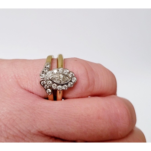 111 - A REALLY FANTASTIC VINTAGE 18CT YELLOW & WHITE GOLD DIAMOND RING SET; A STUNNING CLUSTER DIAMOND RIN... 