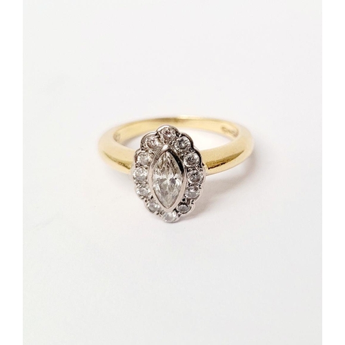 111 - A REALLY FANTASTIC VINTAGE 18CT YELLOW & WHITE GOLD DIAMOND RING SET; A STUNNING CLUSTER DIAMOND RIN... 